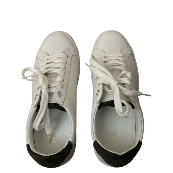 J.Crew Women's White Leather Sneakers Size 8/ men’s 6 Casual Athletic Shoes - Picture 2 of 5